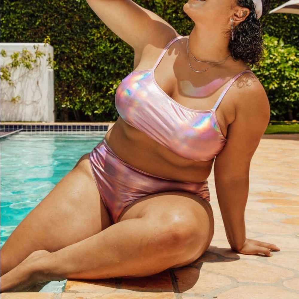 Holographic High Waisted Bikini Swimsuit